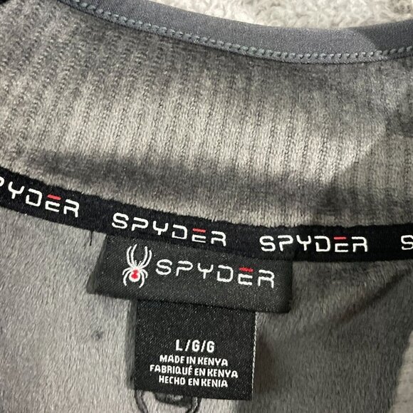 NEW Spyder Mens L Gray 1/4 Zip Pullover Sweatshirt Ribbed - Picture 4 of 9